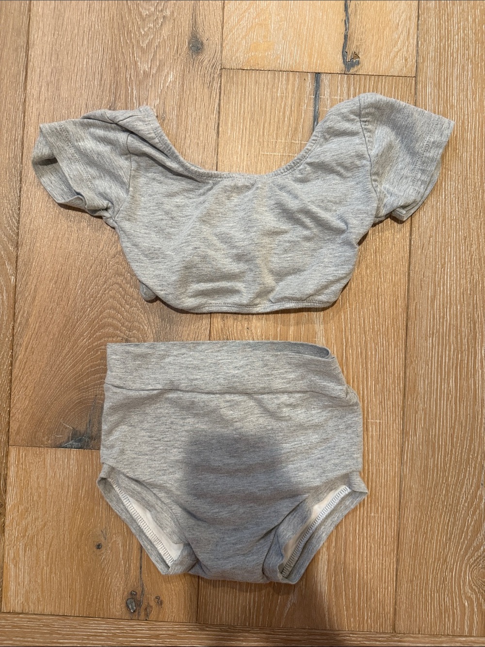 Kids Dance Two-Piece Crop Top & High-Waist Briefs in Grey